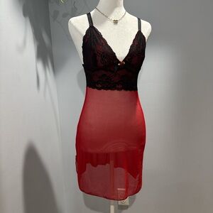 Slip Dress in Red and Black